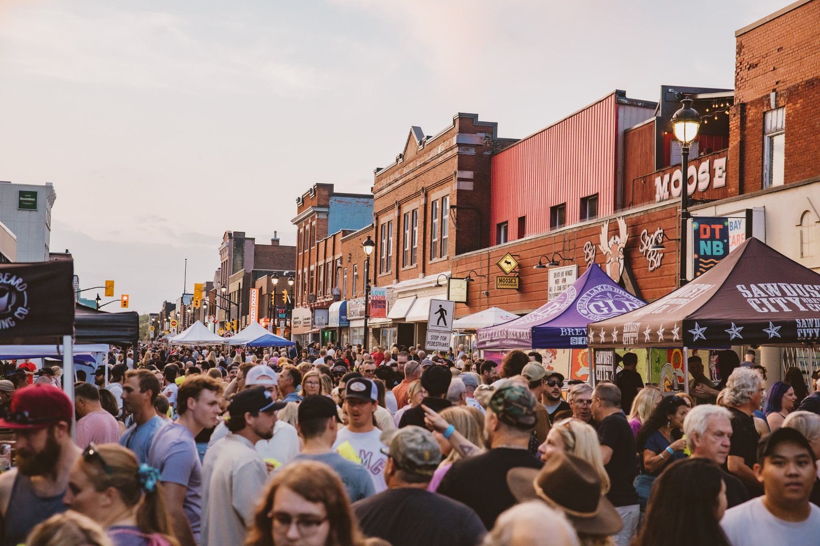 Busy downtown North Bay street during a summer block party